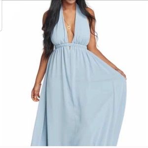 Show me your mumu Luna steel blue dress